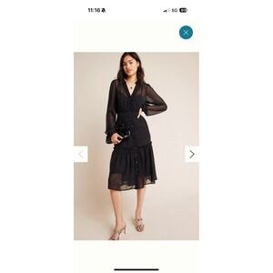 Anthropologie‎ Audrey Women's Shirtdress 4 Rainbow Polka Dot Sheer Flowy